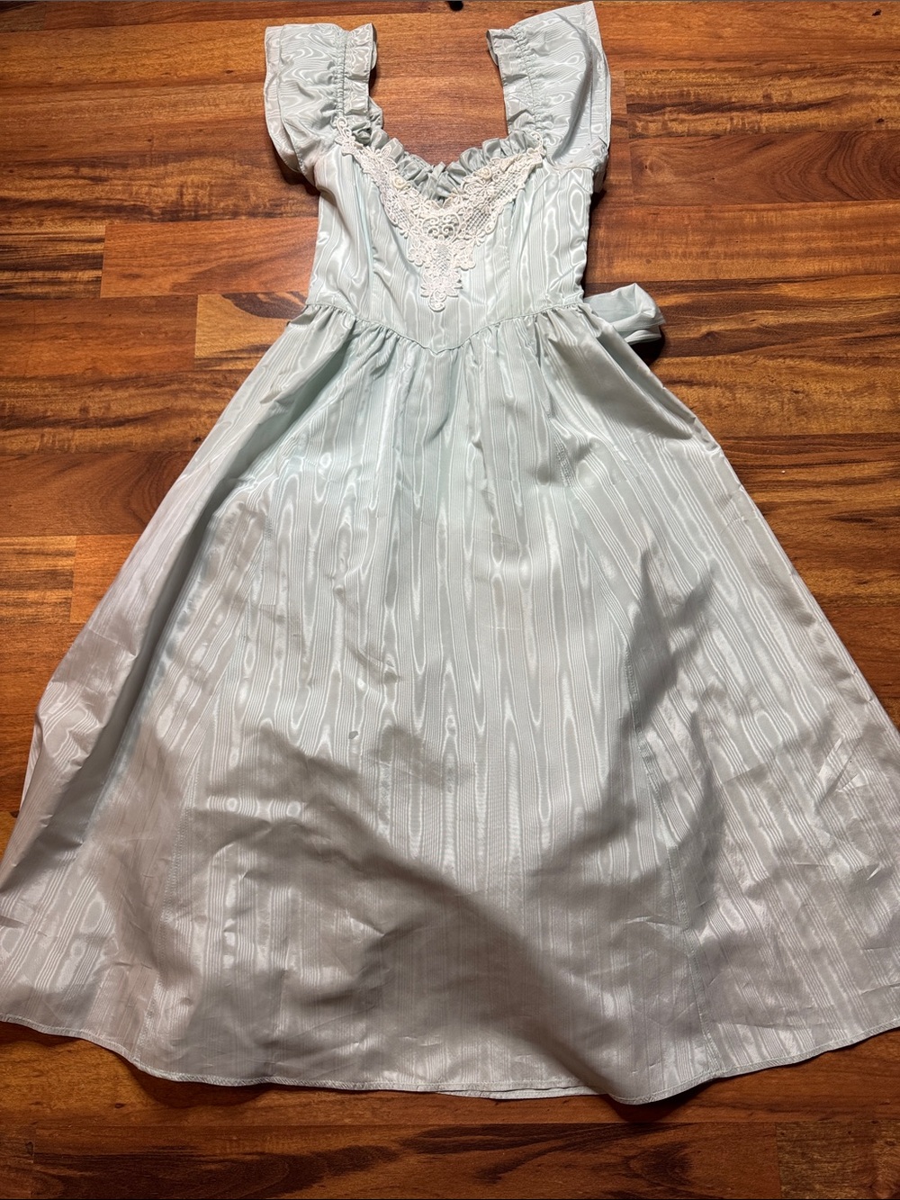 Gunne Sax Light Mint Lace-Trim Dress